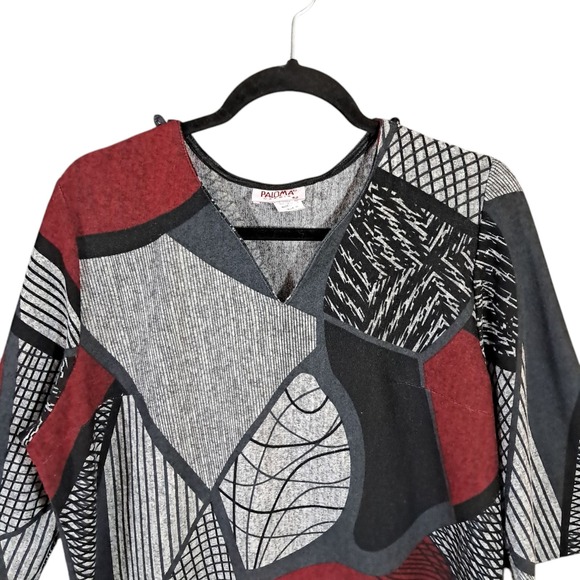 VTG Paloma Carmin Top Sweater Abstract Artsy 3/4 Sleeve Size XL Lightweight Boho - Picture 4 of 11